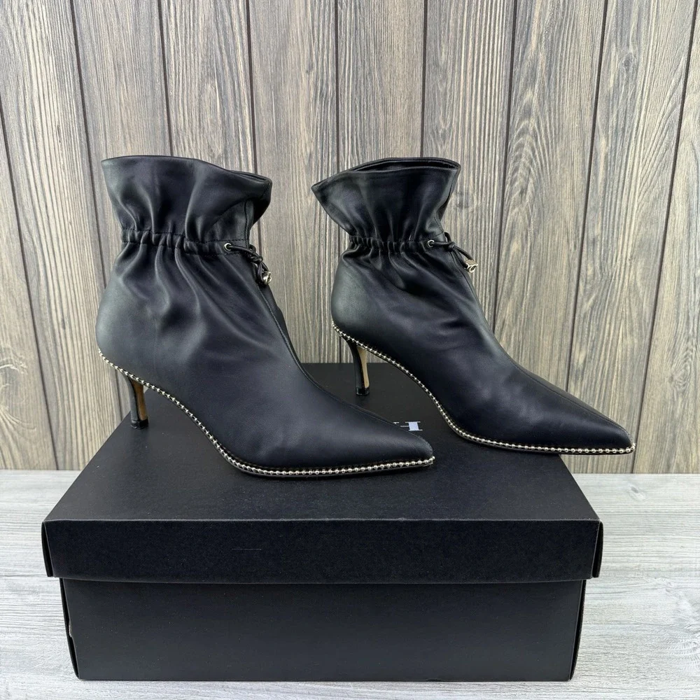 Coach Wynie Bootie C6762 Black Leather Pointed Toe Drawstring Boots Women's 9 B